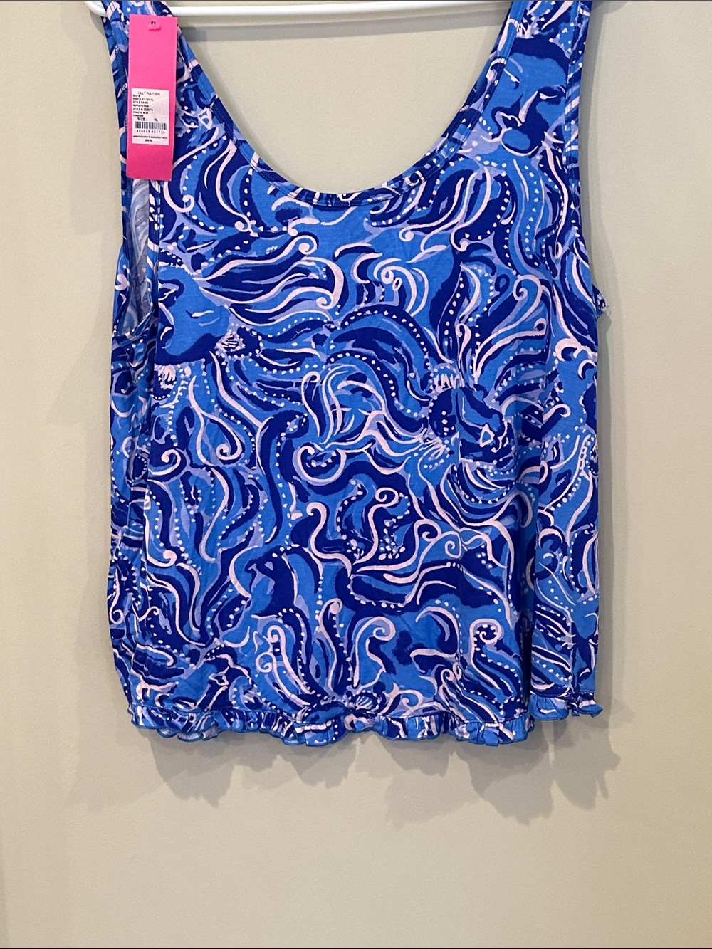 Lilly Pulitzer ruffle pj tank coastal blue whisperr